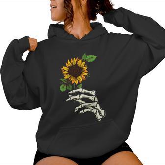 Leopard Sunflower Skeleton Hand Women Hoodie - Thegiftio UK