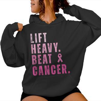 Lift Heavy Beat Cancer Workout Fitness Gym Strong Womens Women Hoodie - Thegiftio UK