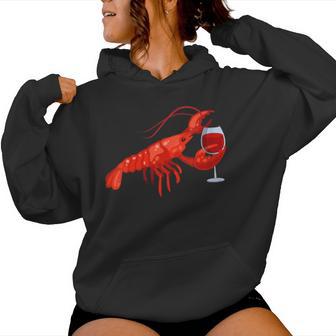 Lobster Wine Drinking Beach Cruise Women Hoodie - Thegiftio UK