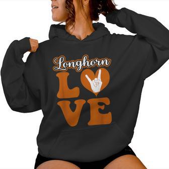 Love Longhorn Girl Heart Cute Retro Letters Women Hoodie - Thegiftio UK