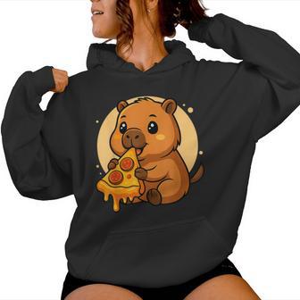 Lustige Capybara Essen Pizza Grafik Jungen Mädchen Capybara Kapuzenpullover für Damen - Geschenkecke