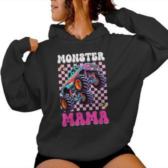 Mama Monster Truck Checkered Racing Motorsport Mom Mother Women Hoodie - Thegiftio UK