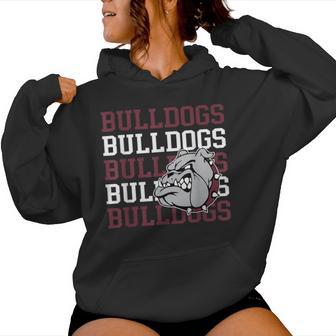 Maroon Bulldogs School Spirit Bulldog Mascot Teacher Bulldog Women Hoodie | Seseable UK