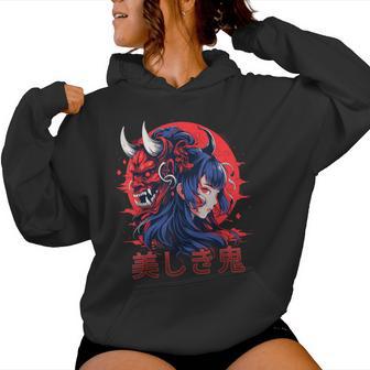 Masque Oni Japonais Belle Demon Girltyle Anime Sweat à capuche femme - Cadeauxyz