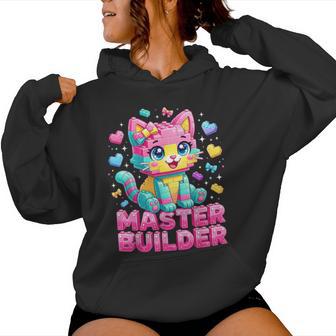 Master Builder Kids Girls Building Bricks Cat Lover Kitten Women Hoodie - Monsterry