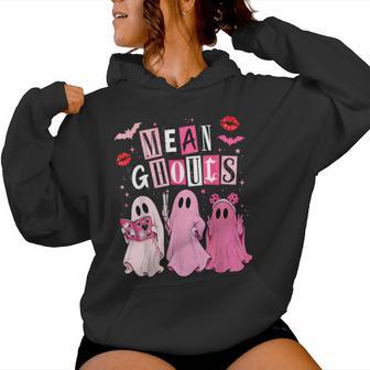 Mean Ghouls Cute Pink Ghost Halloween Spooky Season Women Hoodie - Thegiftio UK