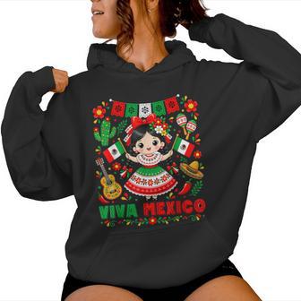 Mexican Girl Flag Independence Day Girl Kids Viva Mexico Women Hoodie - Thegiftio UK