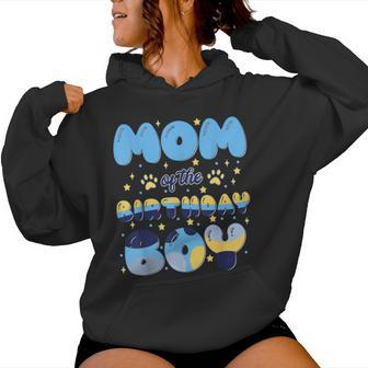 Mom Of The Birthday Boy Blue Dog Theme Party Family Matching Women Hoodie | Seseable UK