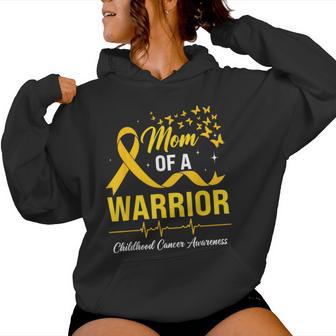 Mom Of A Warrior Childhood Cancer Awareness Mom Support Women Hoodie - Thegiftio UK