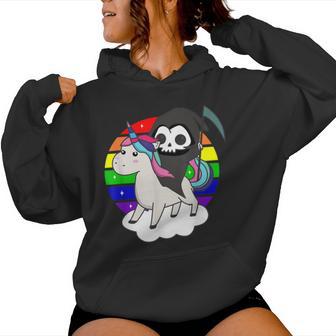 Mort D'équitation Licorne Drôles Licornes Rainbow Grim Sweat à capuche femme - Cadeauxyz
