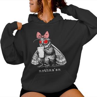 Mothma'am Mothman Drinking Coffee Cryptid Meme Women Hoodie | Seseable UK