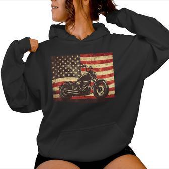 Motorcycle Us Flag Vintage Patriot Biker Boys Kids Women Women Hoodie | Seseable UK