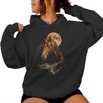 Mystical Horse Spirit Animal Full Moon Nature Women Women Hoodie - Thegiftio UK