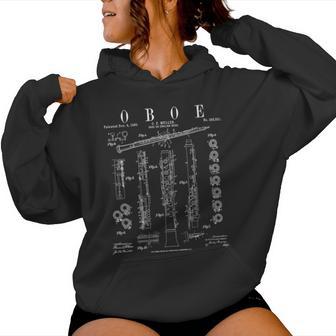 Oboeintage Patent Oboist Dibujo Impresión Cuello Sudadera con capucha para mujer - Regaloses