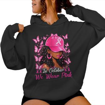 In October We Wear Pink Black Breast Cancer Awareness Women Hoodie - Thegiftio UK