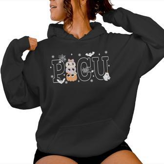 Picu Nurse Pumpkin Ghost Pediatric Icu Crew Fall Halloween Women Hoodie - Thegiftio UK