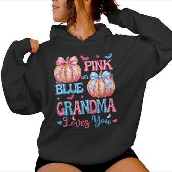 Pink Or Blue Grandma Loves You Pumpkin Disco Gender Reveal Women Hoodie - Thegiftio UK