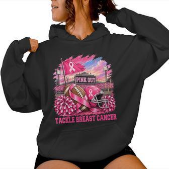 Pink Out Tackle Breast Cancer Awareness Football Mom Kids Women Hoodie - Thegiftio UK