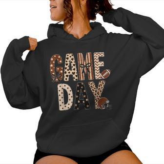 Preppy Game Day Football Mom Mama Touch Down Season Girly Women Hoodie | Seseable UK