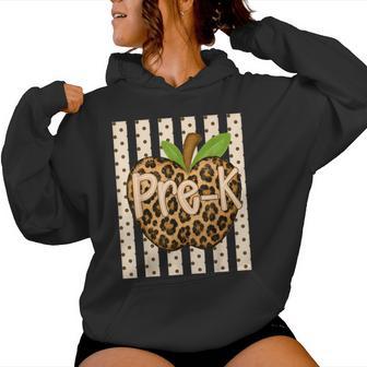 Preppy Leopard Apple Pre-K Back To School Girl Kids Women Hoodie - Thegiftio UK