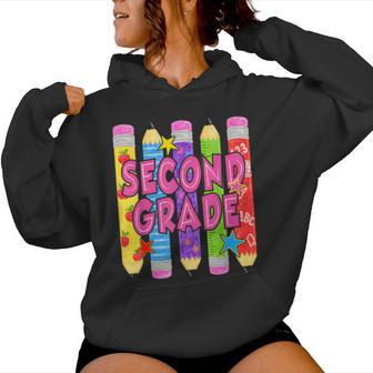 Preppy Second Grade Teacher 2Nd Grade Back To School Girls Women Hoodie - Thegiftio UK