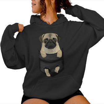 Pug Amante De Los Corazones De Los Perros Trapeadores Cuello Sudadera con capucha para mujer - Regaloses