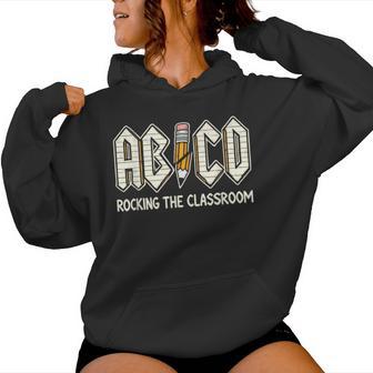 Retro Abcd Teacher Novelty Back To School Teacher Women Hoodie - Thegiftio UK