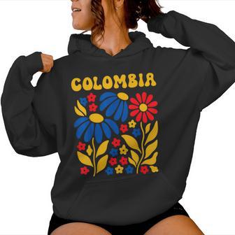 Retro Boho Floral Colombia Flag Colombian Pride Kids Women Hoodie - Thegiftio UK