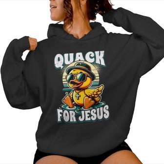 Retro Rubber Duck Christian Rubber Ducky Quacks For Jesus Women Hoodie - Thegiftio UK
