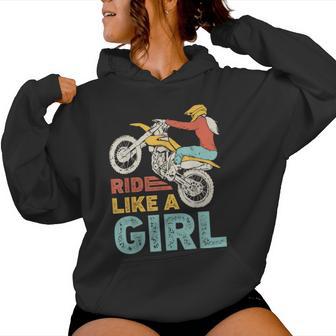 Ride Like A Girl Dirt Bike Rider Motocross Endurointage Sudadera con capucha para mujer - Regaloses