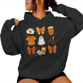 Rn Cna Icu Scrub Nurse Boo Coquette Halloween Costume Women Hoodie - Thegiftio UK