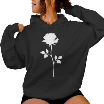 Rosa Rosasilueta Flor Floral Tatuaje Oldschool Sudadera con capucha para mujer - Regaloses
