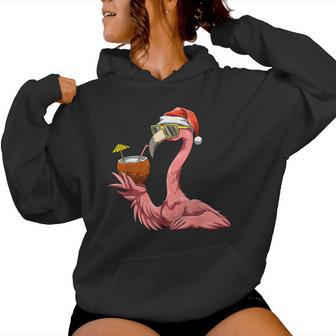 Santa Flamingo Christmas Summer Christmas In July Flamingo Women Hoodie - Thegiftio UK