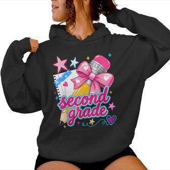 Second Grade Coquette Bow Pencil First Day Of School Girls Women Hoodie - Thegiftio UK