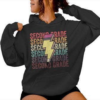 Second Grade Lightning Bolt Pencil 1St Day Of Back To School Women Hoodie - Thegiftio UK