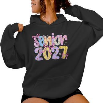 Senior 2027 Coquette Aesthetic Floral Bow Class Of 2027 Women Hoodie - Thegiftio UK