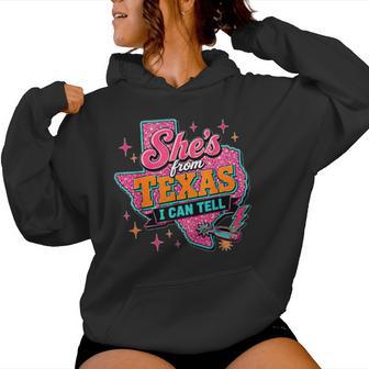 She's From Texas I Can Tell Western Cowgirl Pink Womens Women Hoodie - Thegiftio UK