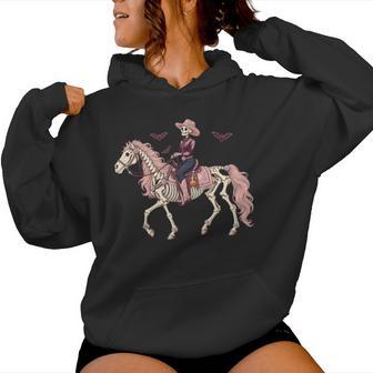 Skeleton Cowgirl Horse Pink Western Halloween Girls Women Hoodie | Seseable UK