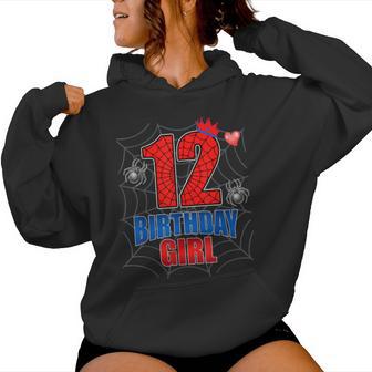 Spider Web Twelve 12 Years Old It's My 12Th Birthday Girl Women Hoodie - Thegiftio UK