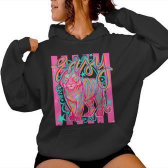 Striped Easy Tiger Sarcastic Cute Girly Summer Beach Women Hoodie - Monsterry