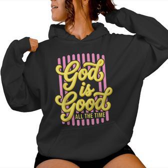Striped God Is Good All The Time Christian Faith Women Hoodie | Seseable UK