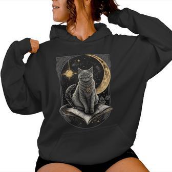 Tarjeta De Tarot De La Luna Gato Celestial Regalo Mágico Sudadera con capucha para mujer - Regaloses