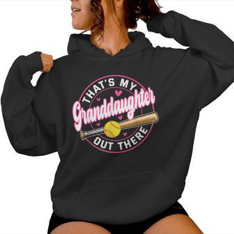 That's My Granddaughter Out There Softball Grandpa Grandma Women Hoodie - Thegiftio UK
