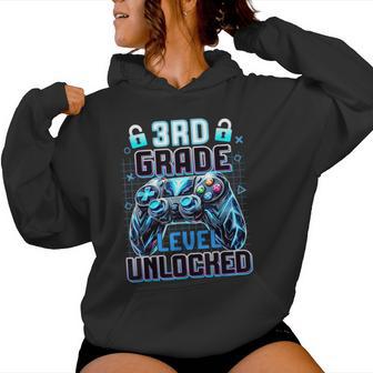Third Grade 3Rd Level Unlocked First Day Back To School Game Women Hoodie - Thegiftio UK