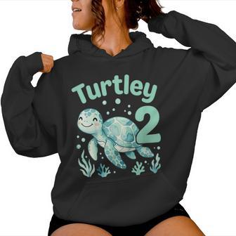 Turtley Two 2Nd Birthday Sea Turtle 2 Year Old Women Hoodie - Thegiftio UK