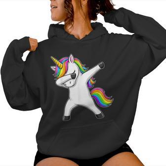 Unicorn Dabbing Rainbow Graphic Women Hoodie - Thegiftio UK