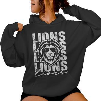 Vintage Lions School Mascot Game Day Teacher Boy Women Women Hoodie | Seseable UK