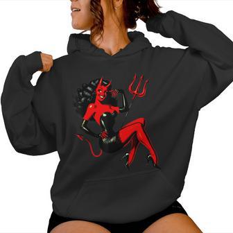 Vintage Sexy Devil Girl Pin-Up Lazy Halloween Costume Women Hoodie - Thegiftio UK