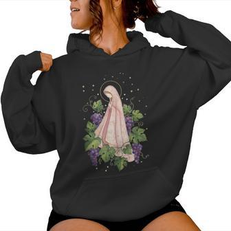 Virgen María Uva Floral Religioso In Mangas Sudadera con capucha para mujer - Regaloses