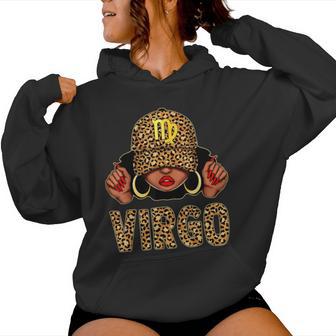 Virgo Black Woman Leopard Cap Hat Zodiac Sign Birthday Women Hoodie - Thegiftio UK